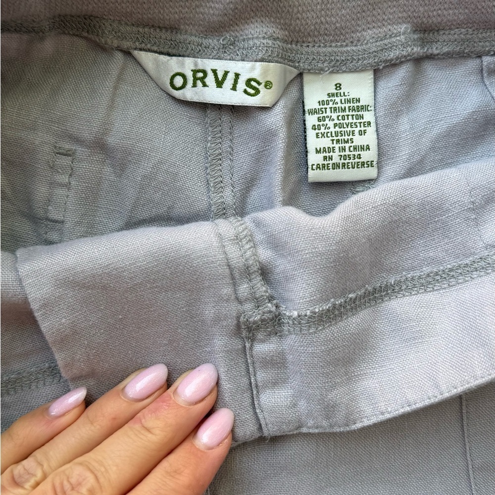 Orvis  Women’s Gray Chinos Classic Straight-Leg 100% Linen Pants size 8 - Picture 2 of 10